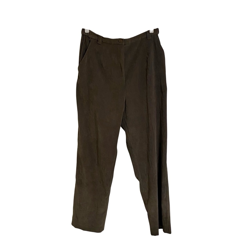 Coldwater Creek Vintage green brown Fall soft suede like trouser slacks pants 14